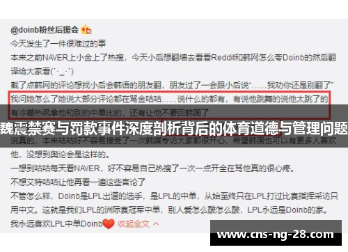 魏震禁赛与罚款事件深度剖析背后的体育道德与管理问题