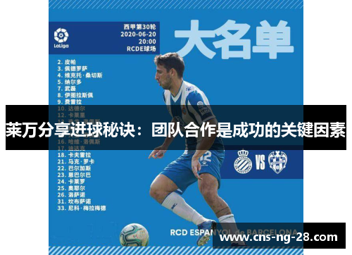 莱万分享进球秘诀：团队合作是成功的关键因素